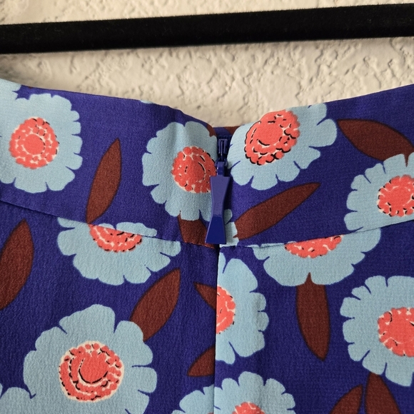 Kate Spade New York Size 2 Silk Tangier Floral Double Layer Skirt Cobalt Blue - Picture 2 of 5